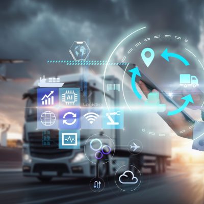 Business,Logistics,Management,Technology,Concept.man,Hands,Using,Tablet,On,Blurred