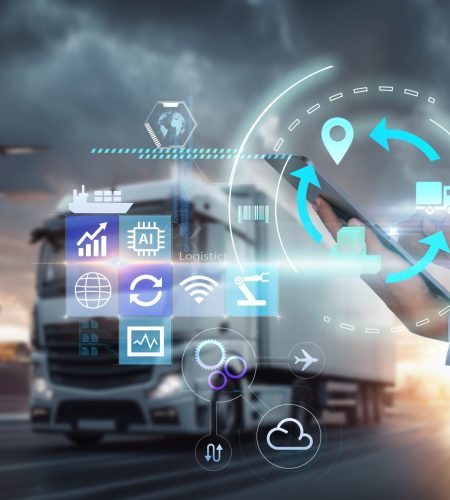 Business,Logistics,Management,Technology,Concept.man,Hands,Using,Tablet,On,Blurred